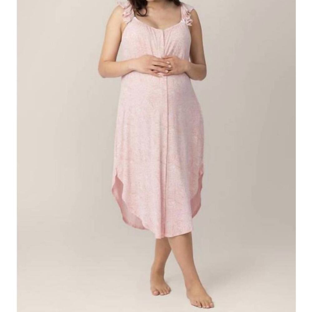 NWT Kindred Bravely Ruffle Strap Labor & Delivery Gown in Pink Hydrangea sz XS - Picture 4 of 13